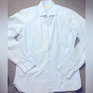 Men’s Burberry London Ghost Plaid in Light Blue Button Down Collared Dress Shirt